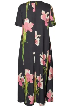 2263 Dry Viscose, Flowy Short Sleeve Midi Dresssg-aw25-d164-2263*Stine Goya Sale