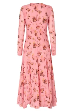 Stine Goya 2408 Sheer Ruffling Jersey, Long Sleeve Ruffling Midi Dresssg-aw25-d161-2408< Kjoler