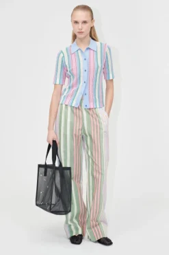 2100 Tricot Knit, Short Sleeve Crochet Polosg-pf25-k038-2100*Stine Goya Outlet