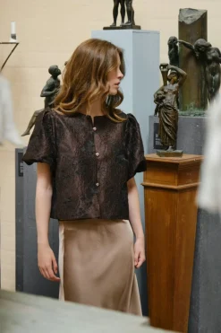 Neo Noir Aisa Brocade Blouse 166369< Bluser & Skjorter|Ammevenligt Tøj