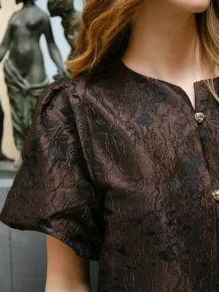 Neo Noir Aisa Brocade Blouse 166369< Bluser & Skjorter|Ammevenligt Tøj