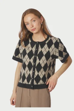 Allestar Check Knit Cardigan 165729*Neo Noir Hot