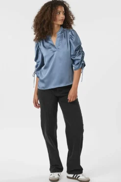 Neo Noir Alvira Drapy Satin Blouse 166542< Bluser & Skjorter