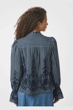 Amara Stripe Emb Blouse 163363*Neo Noir Outlet