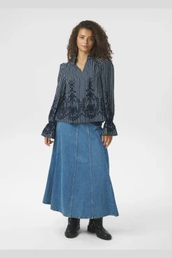 Amara Stripe Emb Blouse 163363*Neo Noir Outlet