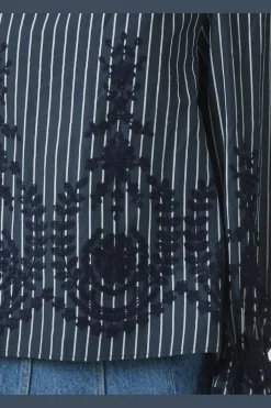 Amara Stripe Emb Blouse 163363*Neo Noir Outlet