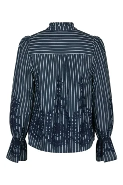 Amara Stripe Emb Blouse 163363*Neo Noir Outlet