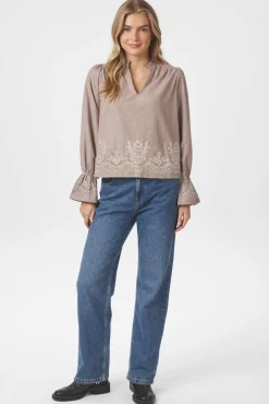 Amara Striped Emb Blouse 166705*Neo Noir Best