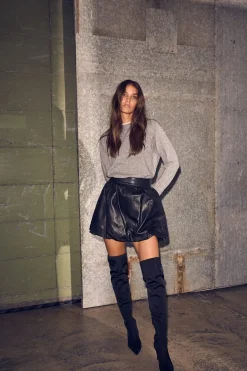 Balloon Leather Skirt HL10384*Haute L'Amitié New