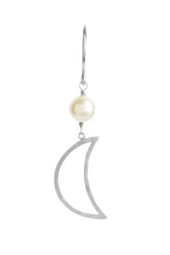 Bella Moon Earring With Pearl Silver*Stine A Outlet