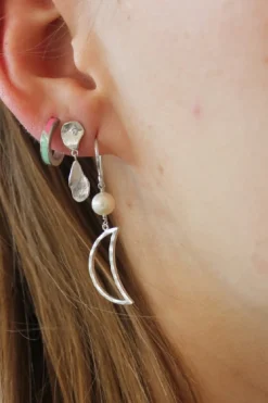 Bella Moon Earring With Pearl Silver*Stine A Outlet