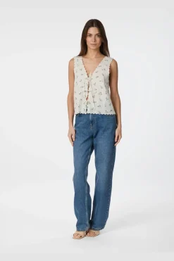 Bibi Embroidery Print Top 165122*Neo Noir Clearance