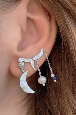 Stine A Big Dot Bella Moon With Blue Lagune Stone< Øreringe