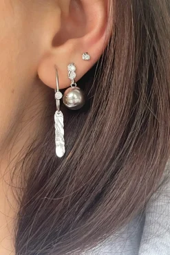 Stine A Big Dot Creol With Silver Splash< Øreringe