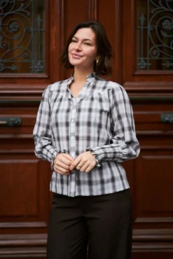 Neo Noir Camisa Big Check Blouse 166886< Bluser & Skjorter