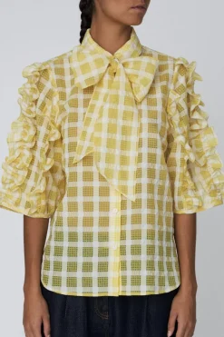 Stella Nova Delicate Checked Frill Shirtde52-1170< Bluser & Skjorter