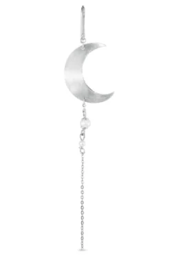 Jane Kønig Half Moon Earring with pearl chain Right< Øreringe