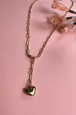 Mellow Moon Heart Chain Necklace< Halskæder