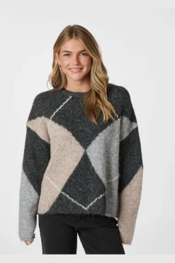 Inga Check Fluff Knit Blouse 165205*Neo Noir Sale