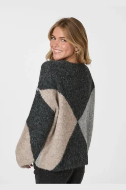 Inga Check Fluff Knit Blouse 165205*Neo Noir Sale