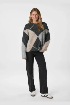 Inga Check Fluff Knit Blouse 165205*Neo Noir Sale