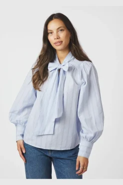 Neo Noir Jaz Bow Stripe Blouse 166718< Bluser & Skjorter