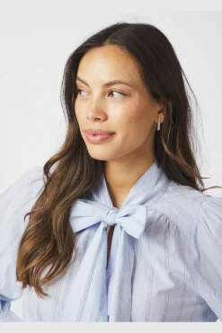 Neo Noir Jaz Bow Stripe Blouse 166718< Bluser & Skjorter