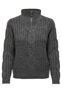 andrea L/S Zip Cable Pullove Knt*JDY Outlet