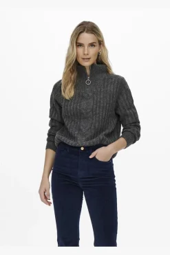 andrea L/S Zip Cable Pullove Knt*JDY Outlet