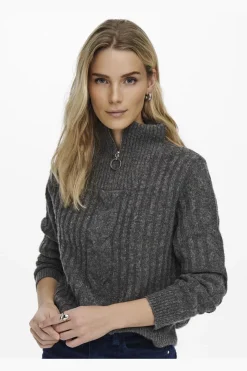 andrea L/S Zip Cable Pullove Knt*JDY Outlet