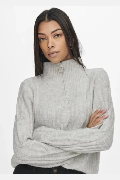 JDY andrea L/S Zip Cable Pullove Knt< Bluser & Skjorter|Strik
