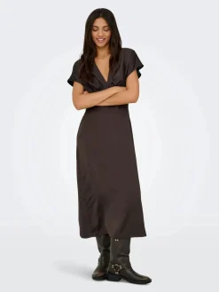 JDY urba S/S Midi Satin Dress< Kjoler