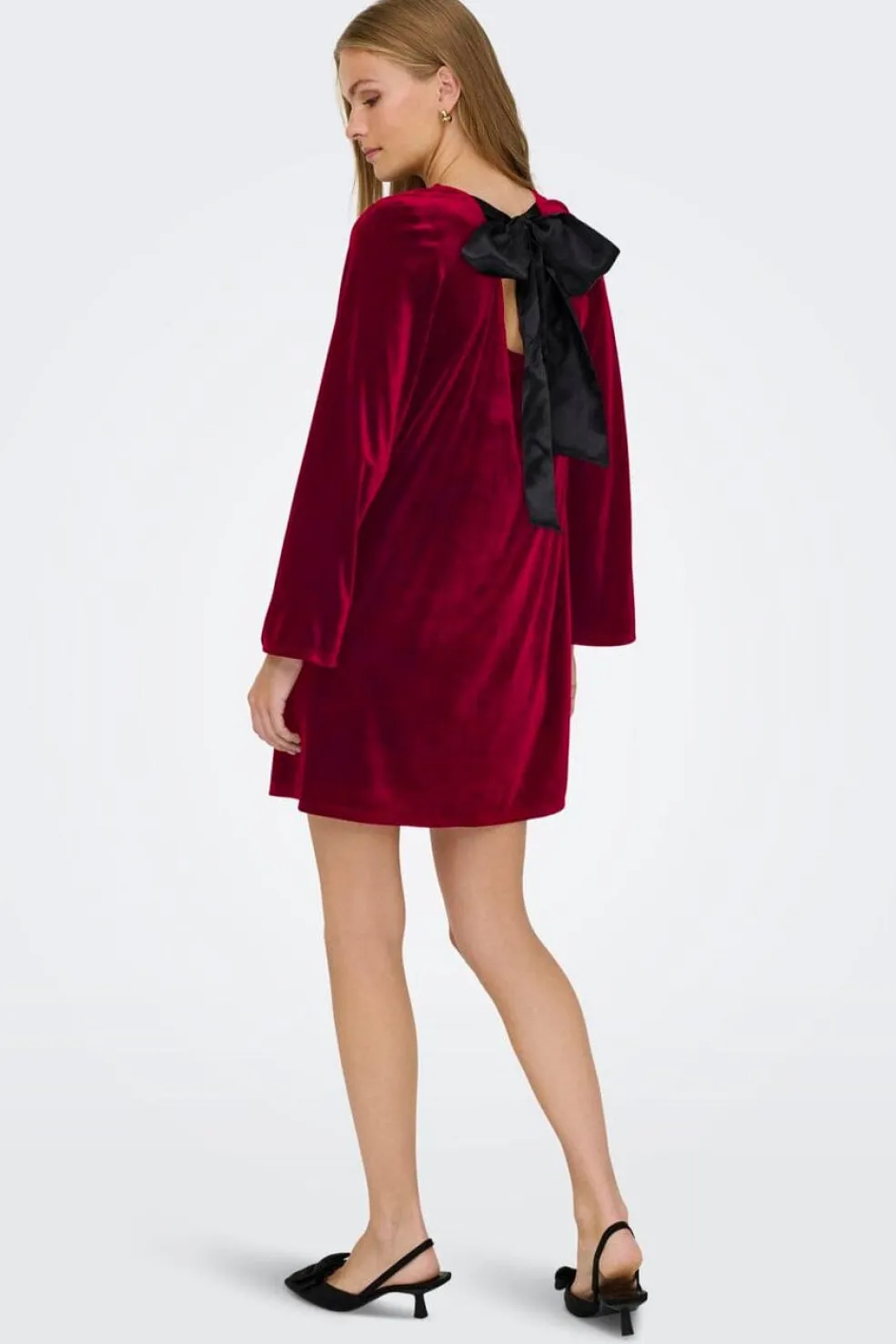 JDY victory L/S Velvet Bow Dress< Kjoler