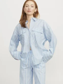 Jjxx Jxava Poplin Ls O-Size Pock Shirt Ln< Bluser & Skjorter|Sæt 🛍️