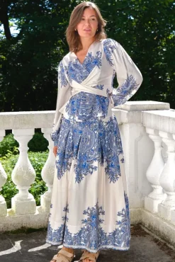 Neo Noir Lenni Paisley Border Skirt 166205< Nederdele