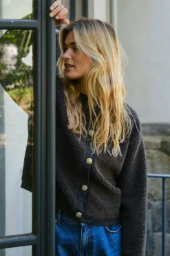 Limo Fluffy Knit Cardigan 161963*Neo Noir Outlet