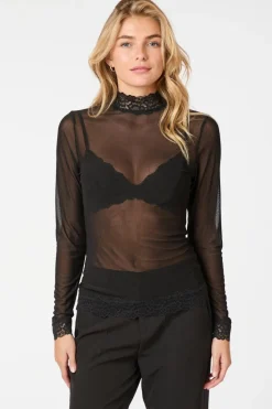 Neo Noir Liza Mesh Lace Blouse 164281< Bluser & Skjorter