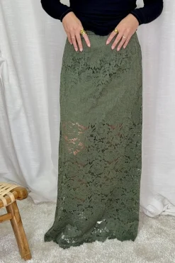 A-bee Long Flower Lace Skirt _-W_< Nederdele