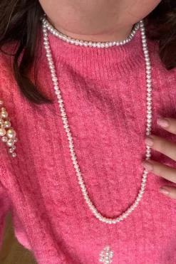 Mellow Moon Long Pearl Necklace Hoop< Halskæder