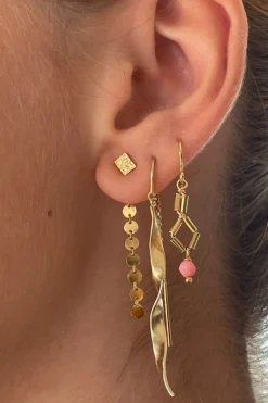 Long Twisted Hammered Earring With Chain Goldenen*Stine A Outlet