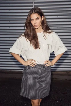 Haute L'Amitié Lou Stripe Belt Skirt HL10174< Nederdele