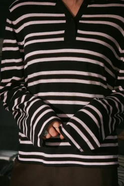 Mala Polo Knit Blouse 167213*Neo Noir Discount