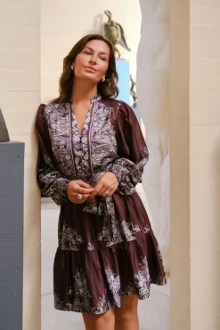 Malfida Paisley Border Dress 166210*Neo Noir Hot