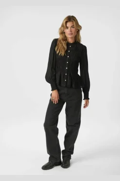 Neo Noir Mocca Smock Blouse 166155< Bluser & Skjorter|Ammevenligt Tøj