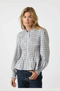 Neo Noir Mocca Smock Check Blouse 166900< Bluser & Skjorter|Ammevenligt Tøj