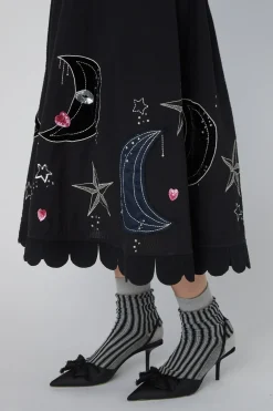 Stella Nova Moon And Star Embroidered Midi Dressms54-4316< Kjoler