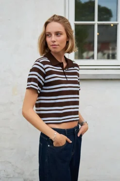 Mulann Polo Knit Blouse 165966*Neo Noir Discount