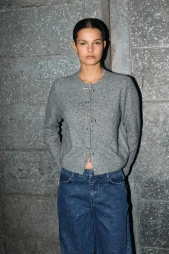 Noisy May Nmbrayana L/S Bow Trim Knit Cardigan< Cardigans|Ammevenligt Tøj