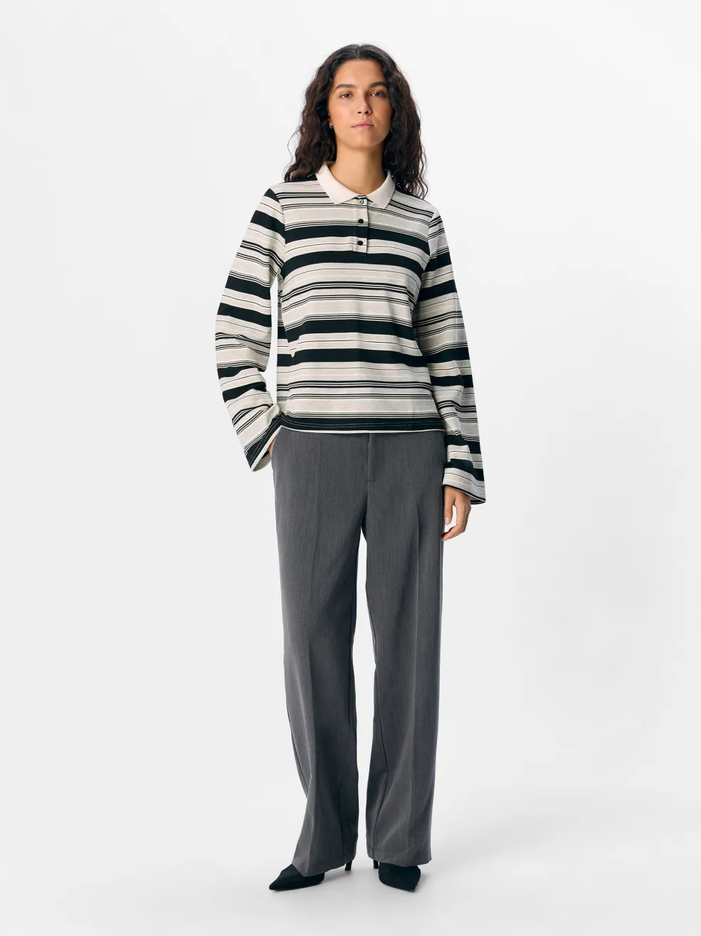 Object Objpollo L/S Polo Top Dfw< Bluser & Skjorter