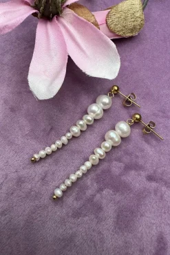 Mellow Moon One Pearl Long Earring< Øreringe
